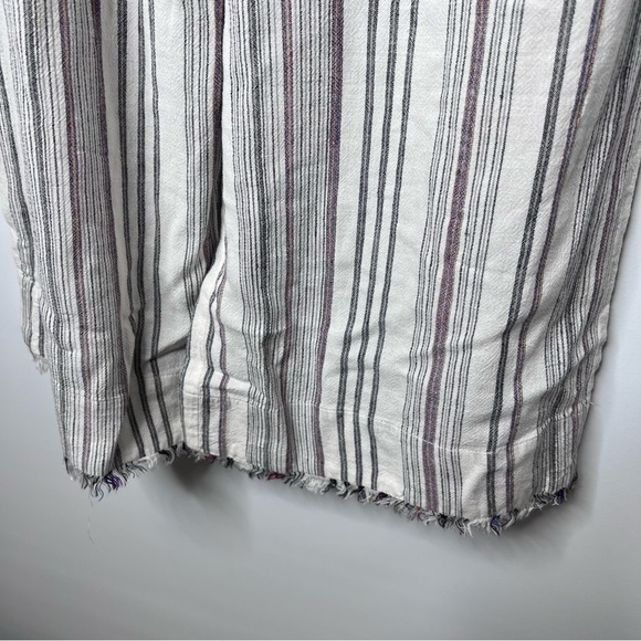 Cloth & STONE ANTHROPOLOGIE striped linen strapless cropped wide-leg jumpsuit S - Picture 4 of 10